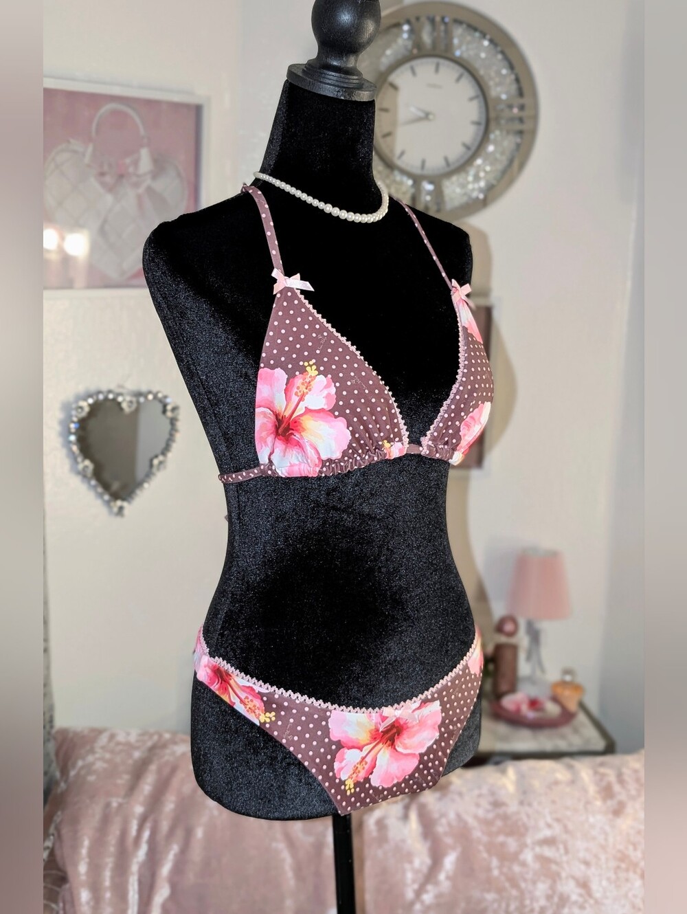 Seamolly tropical hibiscus polka dot bikini set medium nwot 🌺